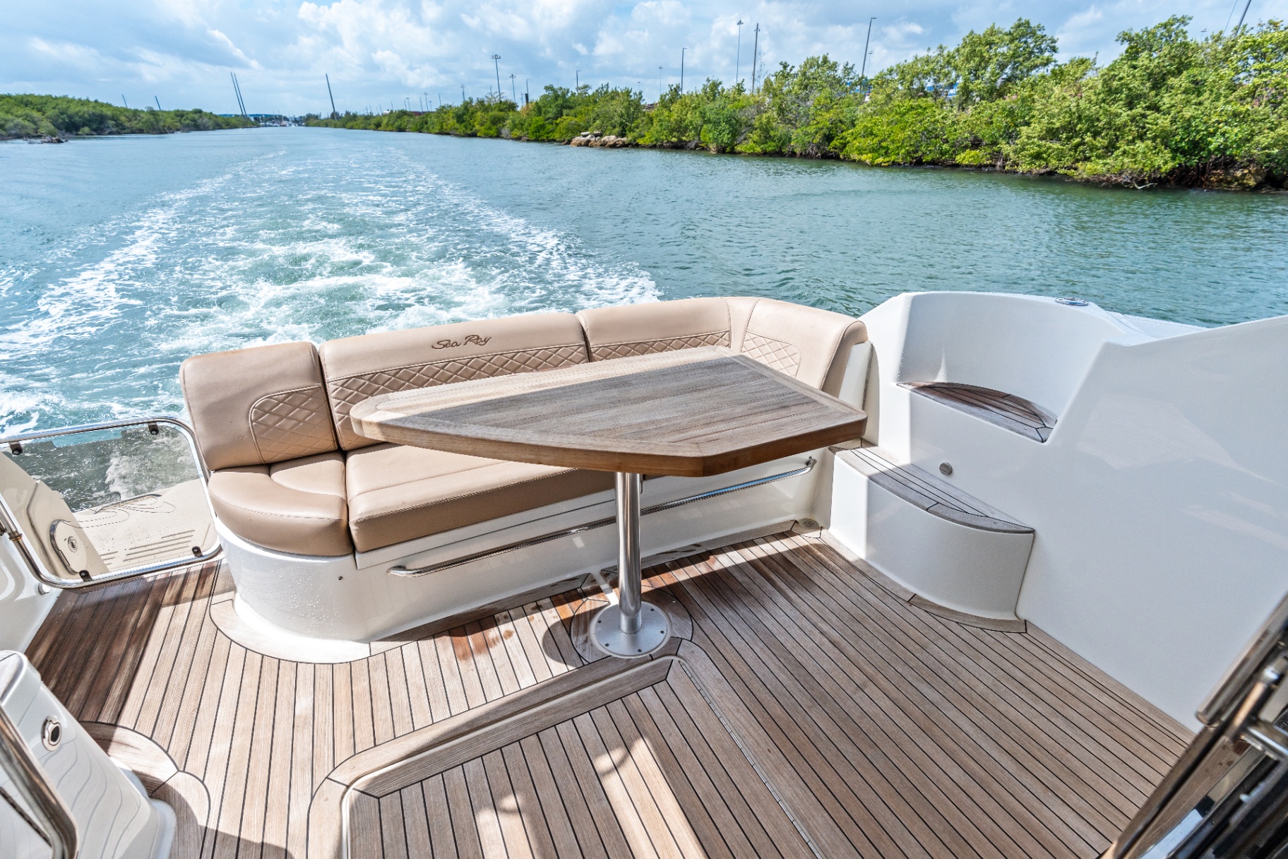 Cockpit and teak table